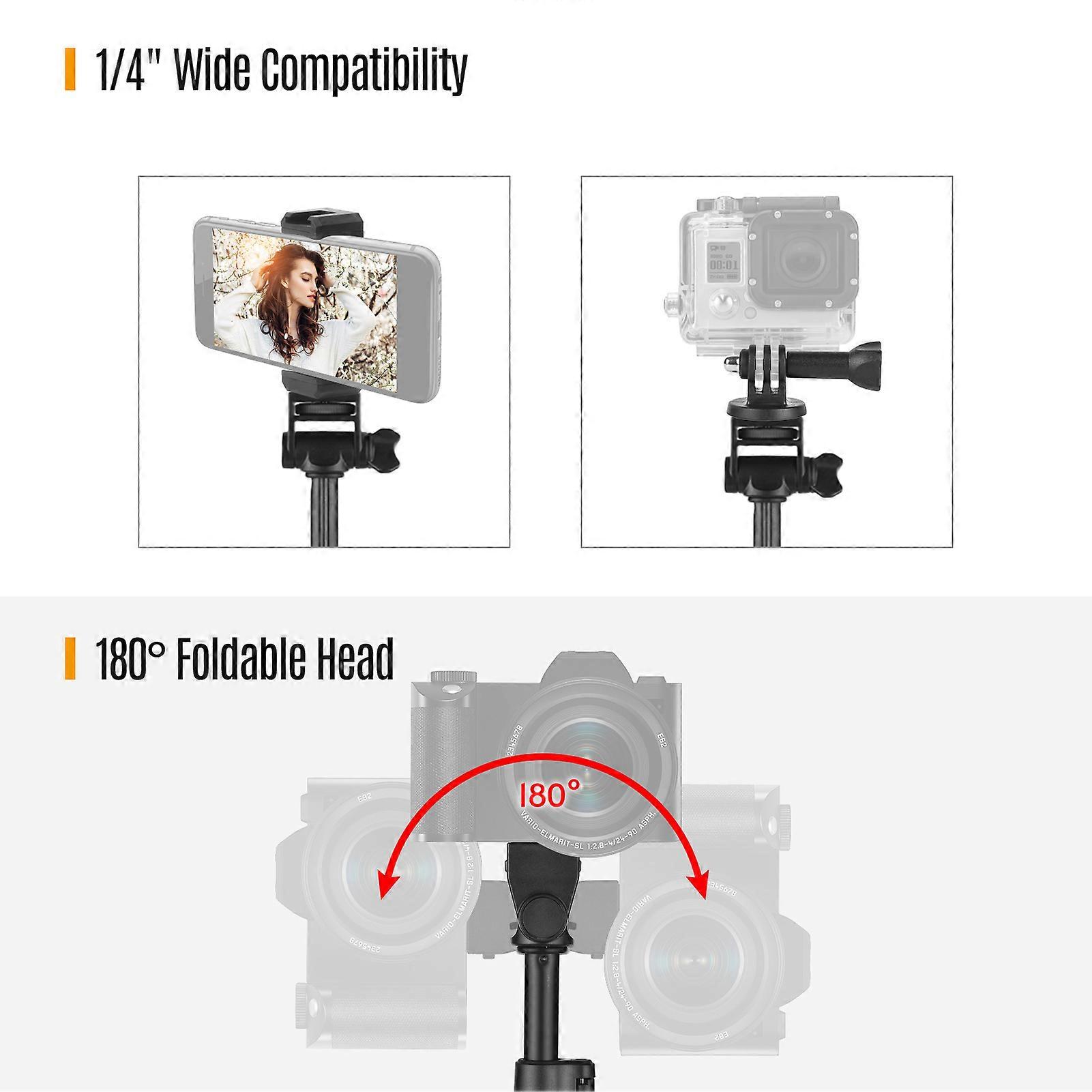 Andoer 168cm/66in 2-in-1 Multifunctional Phone Selfie Stick Tripod 3KG Payload with Phone Holder Action Camera Mount Bracket Remote Shutter for Phone