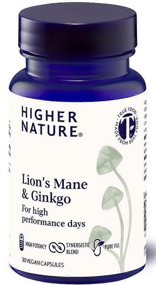 Higher Nature Lions Mane and Ginkgo for high performance day 30 capsules