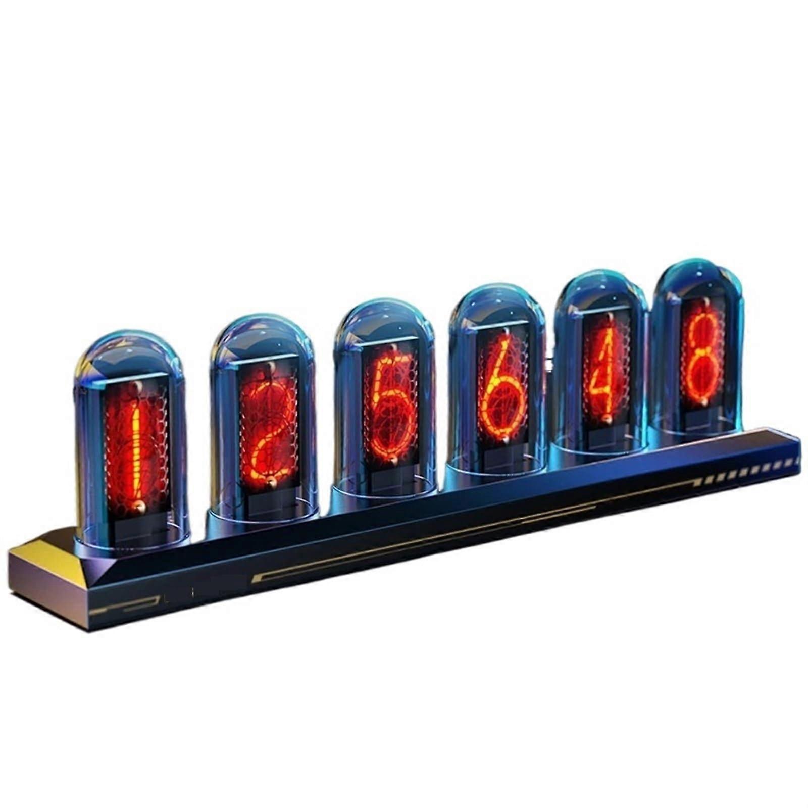 Weather Station Nixie Tube Clock with IPS Color Screen, RGB Lighting, DIY Analog Display, Black Luxury Gift Packaging