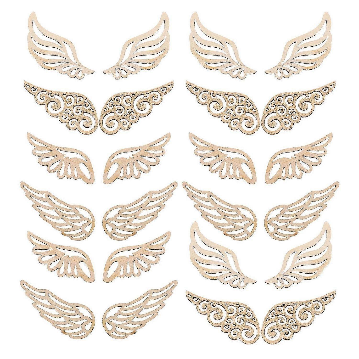 40pcs Wood Wings Slices Unfinished Wings Cutout Wood Wings Cutouts DIY Embellishments