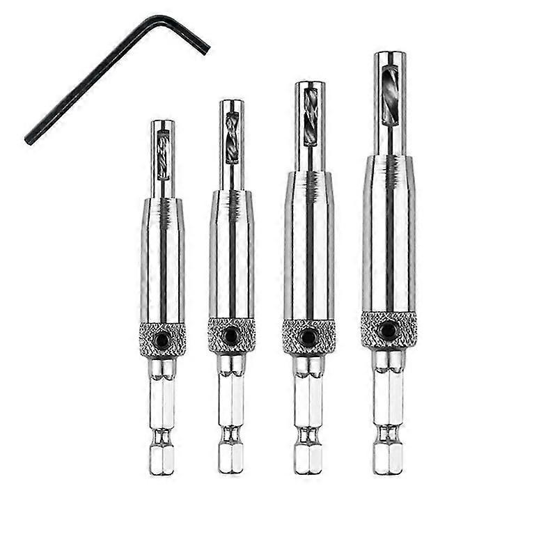 Self Centering Hinge Drill Bits Set,HSS Self Centering Hinge Drill Bits, 11/64, 9/64, 7/64, 5/64, with Hex RYS