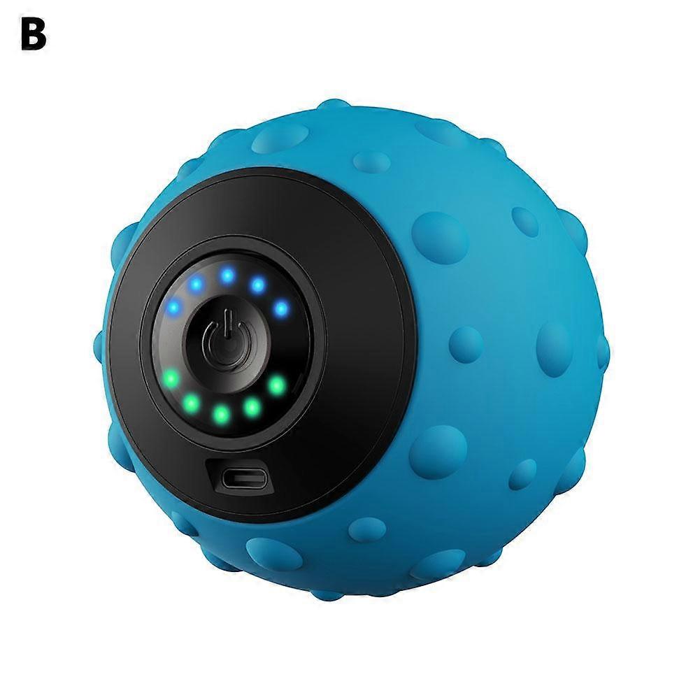 Blue (B)$ Vibration Massage Ball Electric Fascia Ball Muscle Relaxation Massager Fitness Yoga Exercise Recovery Vibration Handball