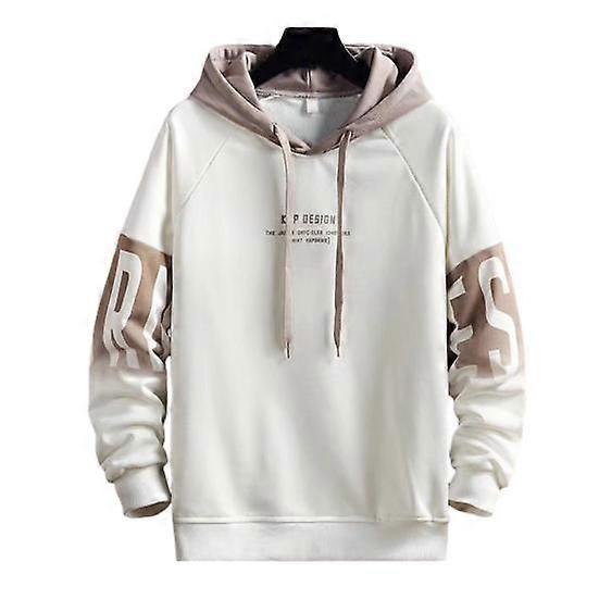 Pullover Sweatshirt Drawstring Windproof Shrink Resistant Color Matching Men Plush Lined Pullover Hoodie Daily Clothing