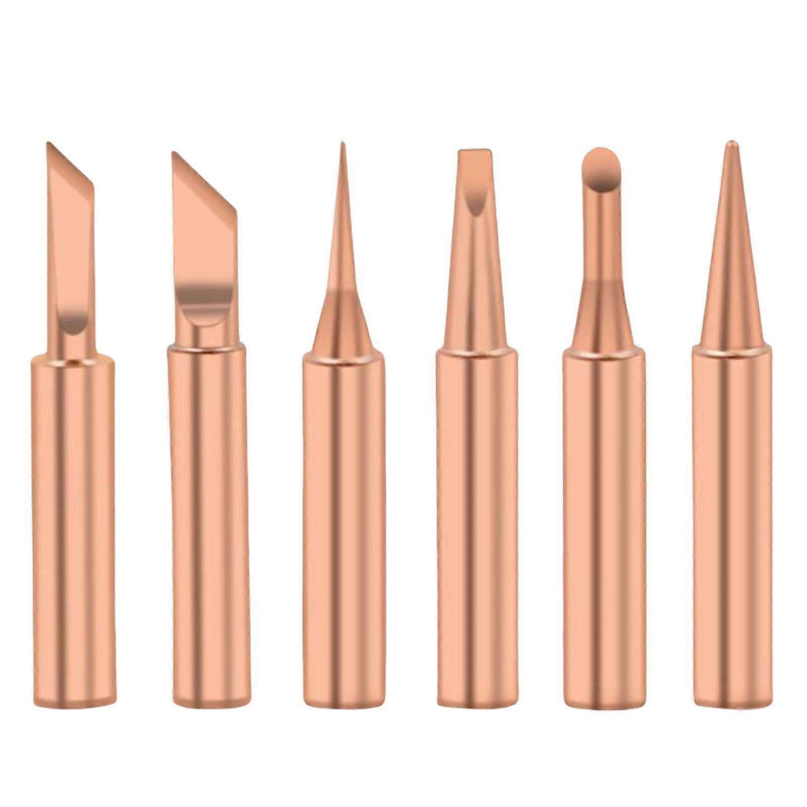 5/6/7pcs Brass Soldering Iron Tips Set Heat Soldering Tips Upgrades for Leading Frees Welding and Soldering Tool Six in a Bag