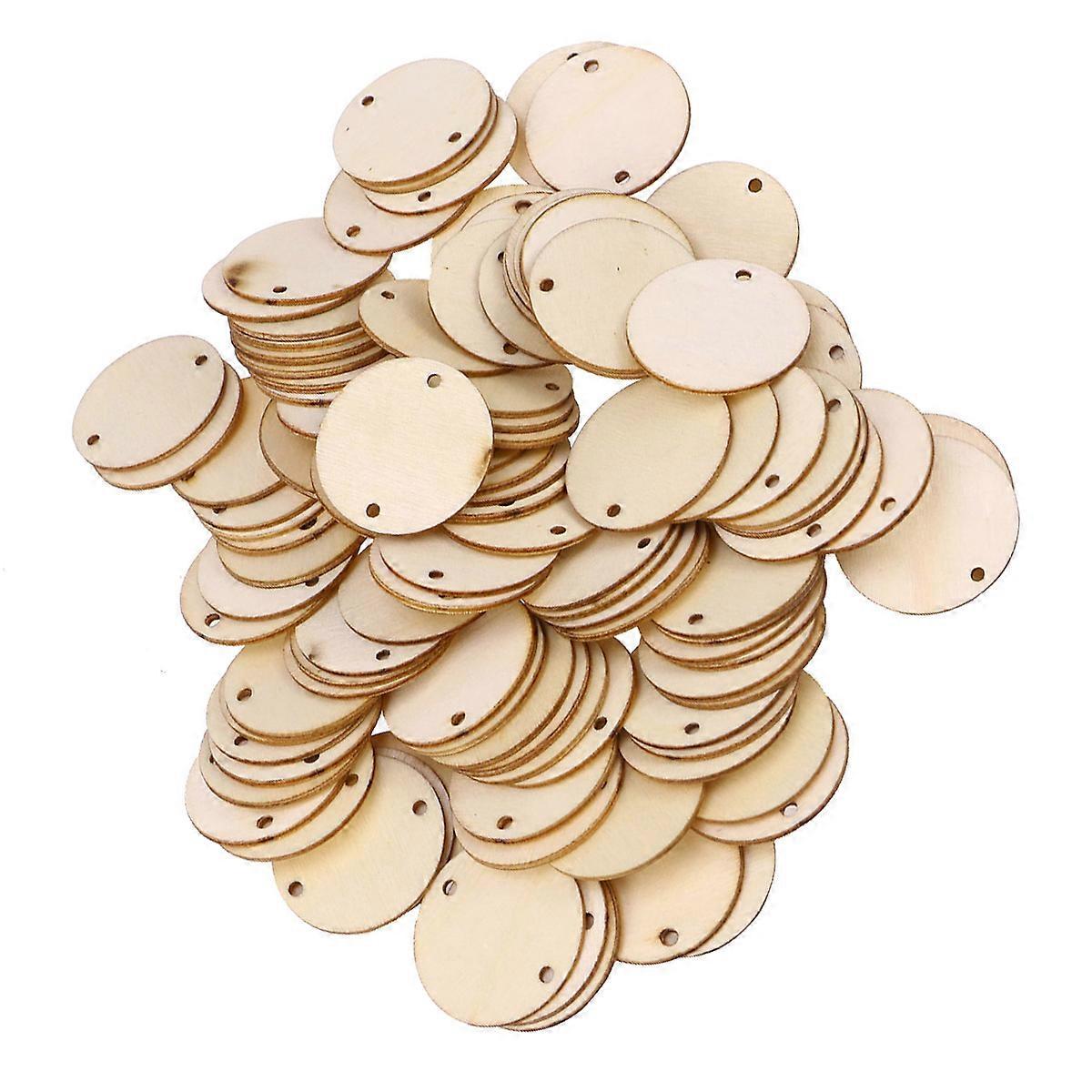 Wood Slices with Straight Hole for Decoration Unpainted Natural Wood Circles for DIY Projects Beige 2Hole Rounds