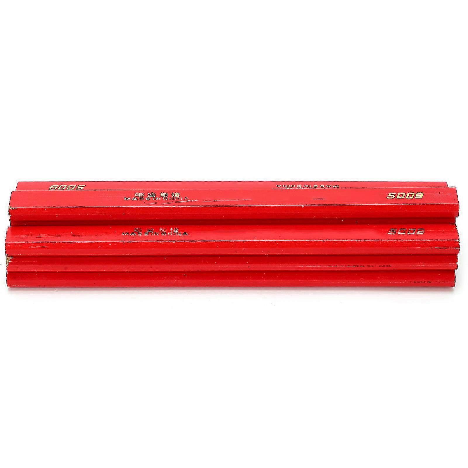 10pcs Carpenter Pencils 170mm Octagonal Red Woodworking Marking Tool
