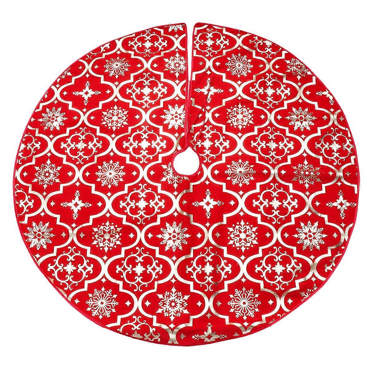 Rustic Christmas Tree Skirt Decoration Traditional Christmas Style Red 120x120 Cm Cover Tree Stand 1 Set