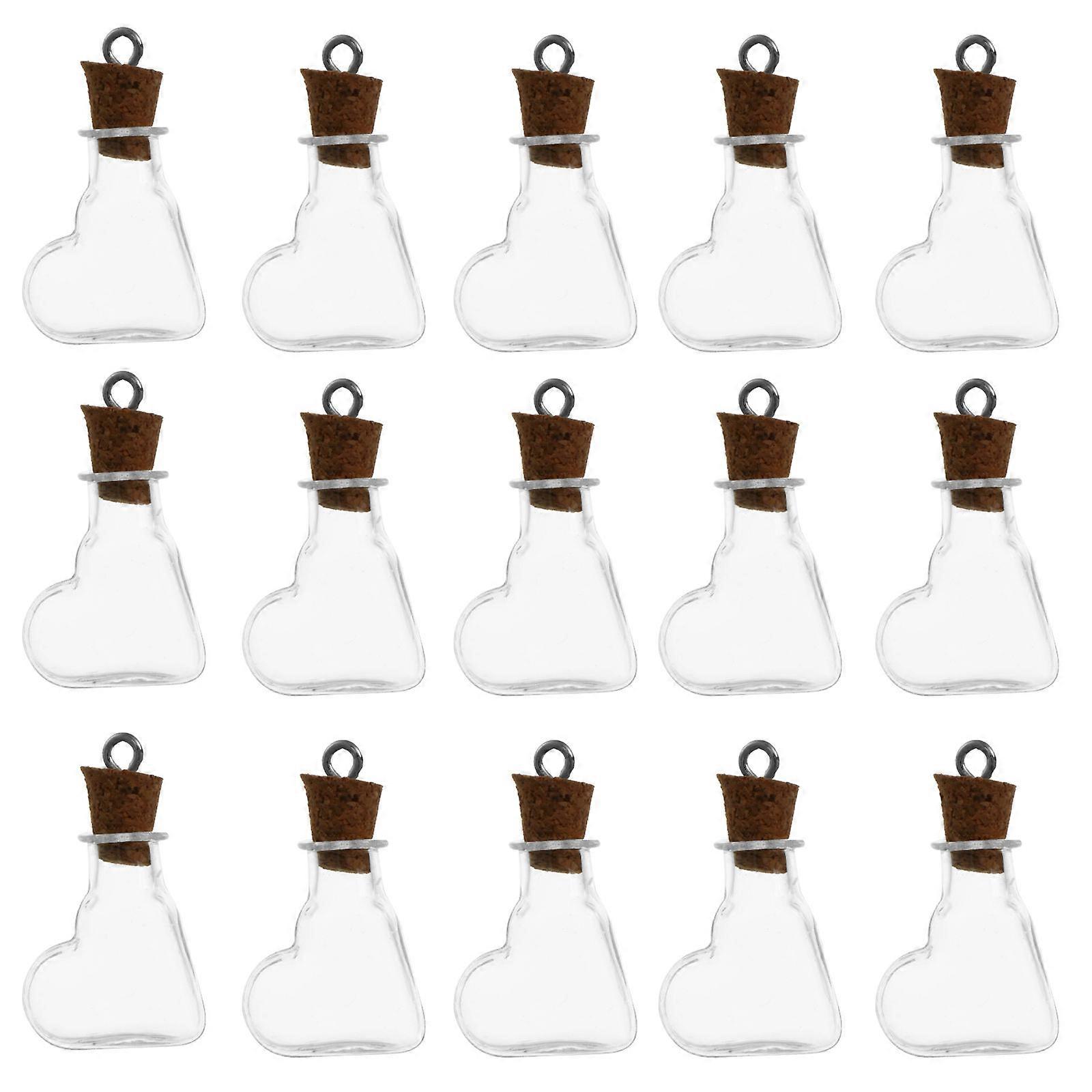 Glass Favors Inclined Heart-shaped Vial with Art Decorations 30Pcs
