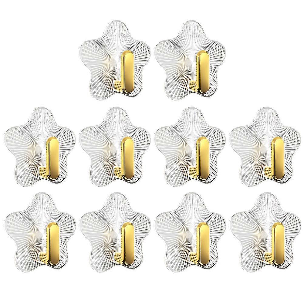 Plastic Wall Hooks Star Shaped Hanging Items No Drilling Required 10Pcs