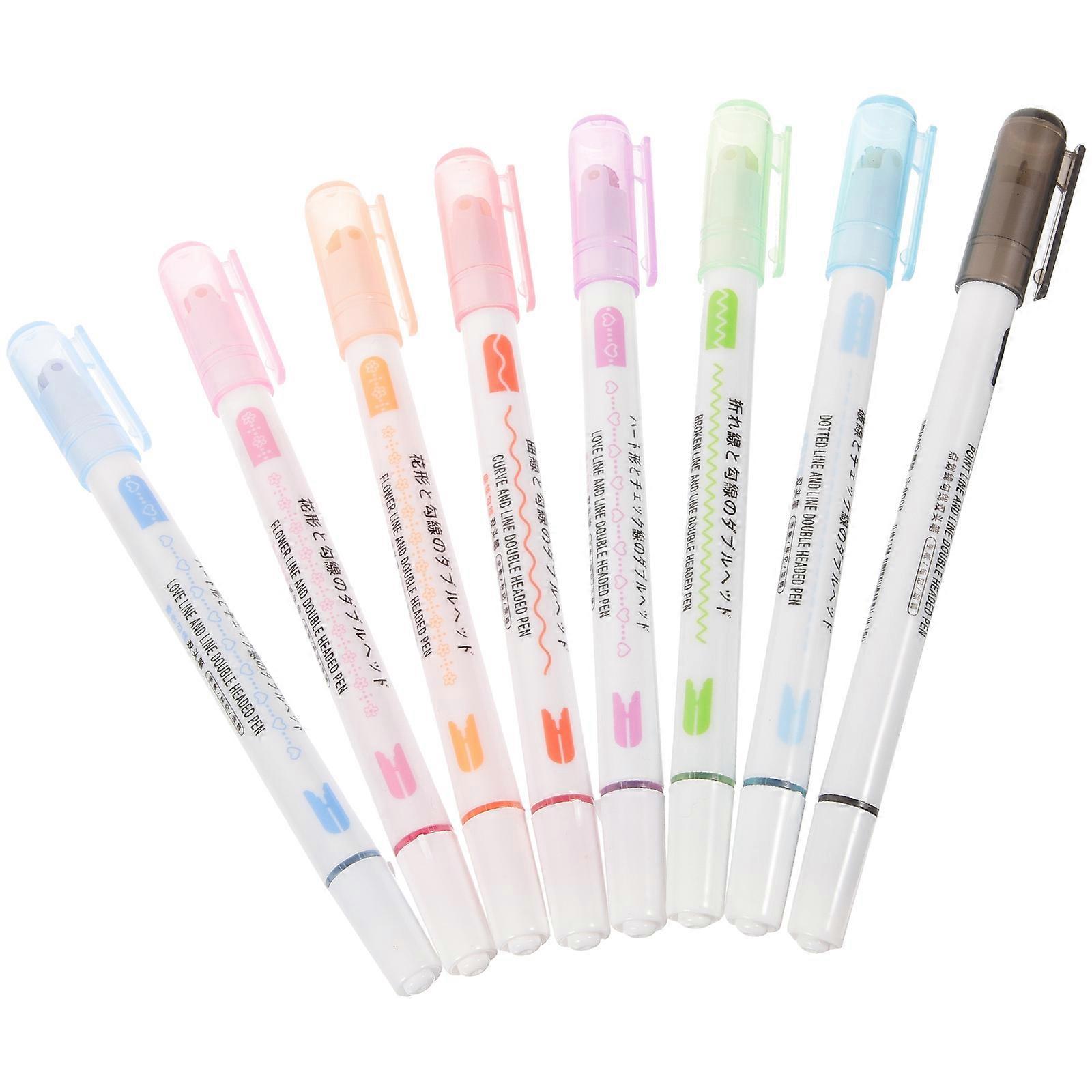 Highlighter Pens Scrapbooking Curve Pens Fine Line Work For Students 8Pcs
