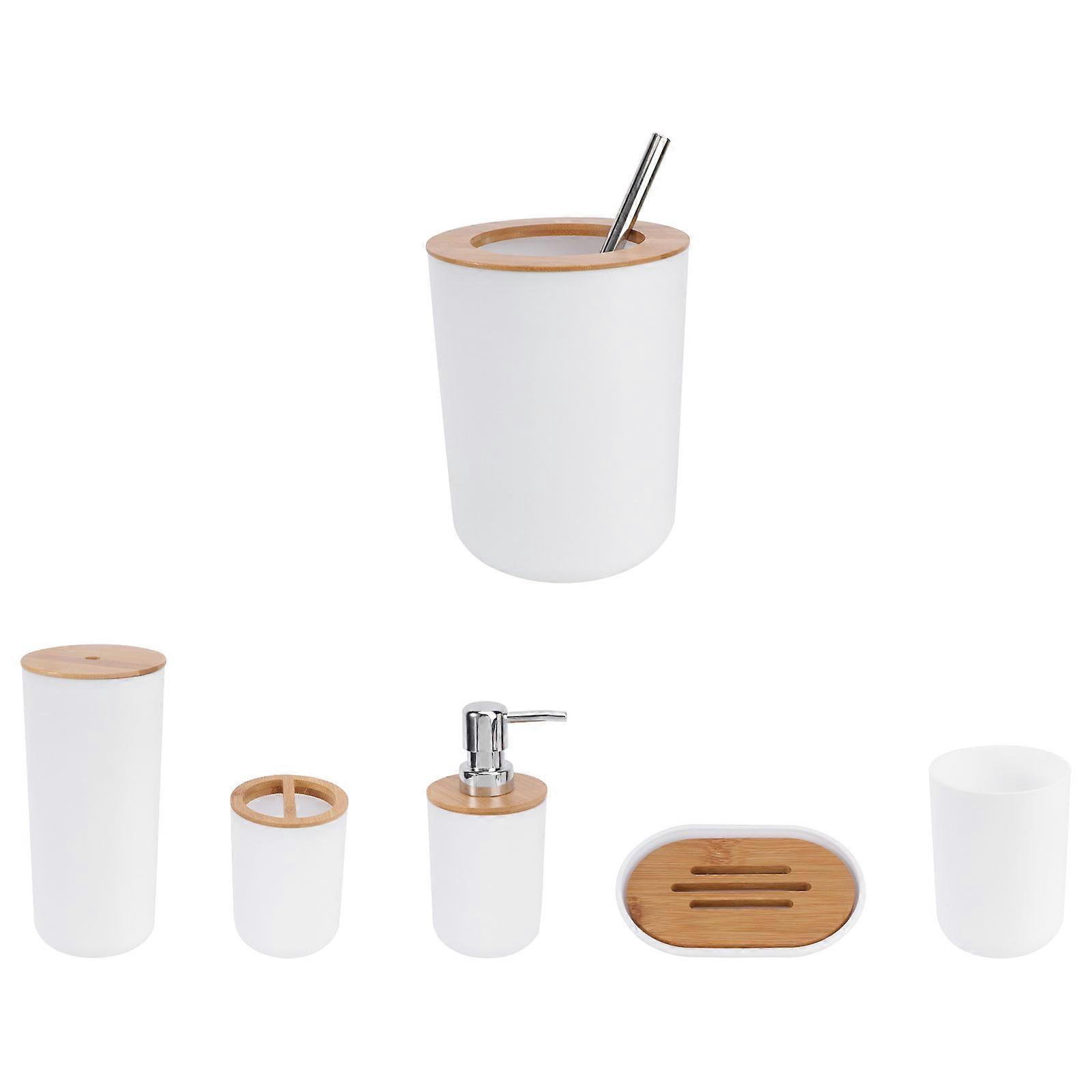 Bathroom Countertop Accessories Set With Soap Dish White 5Pcs For Homeowners