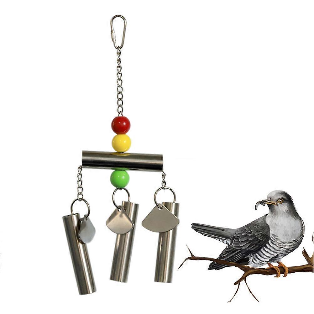 Stainless Steel Toy Bell for Parrot Squirrel Cage Playtime Random Beads Color Round Shape 1Pack