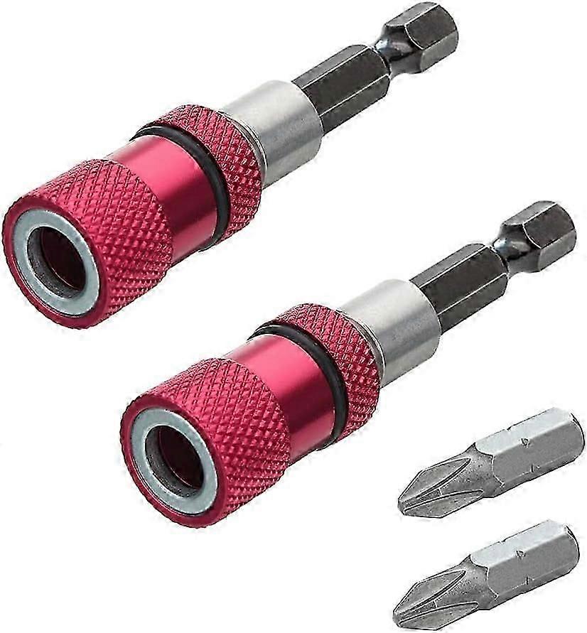 2pcs Magnetic Bit Holder with Depth Stop 1/4 Inch Screwdriver Chuck Magnetic Drywall Socket Driver Bits for Quick Release Bar