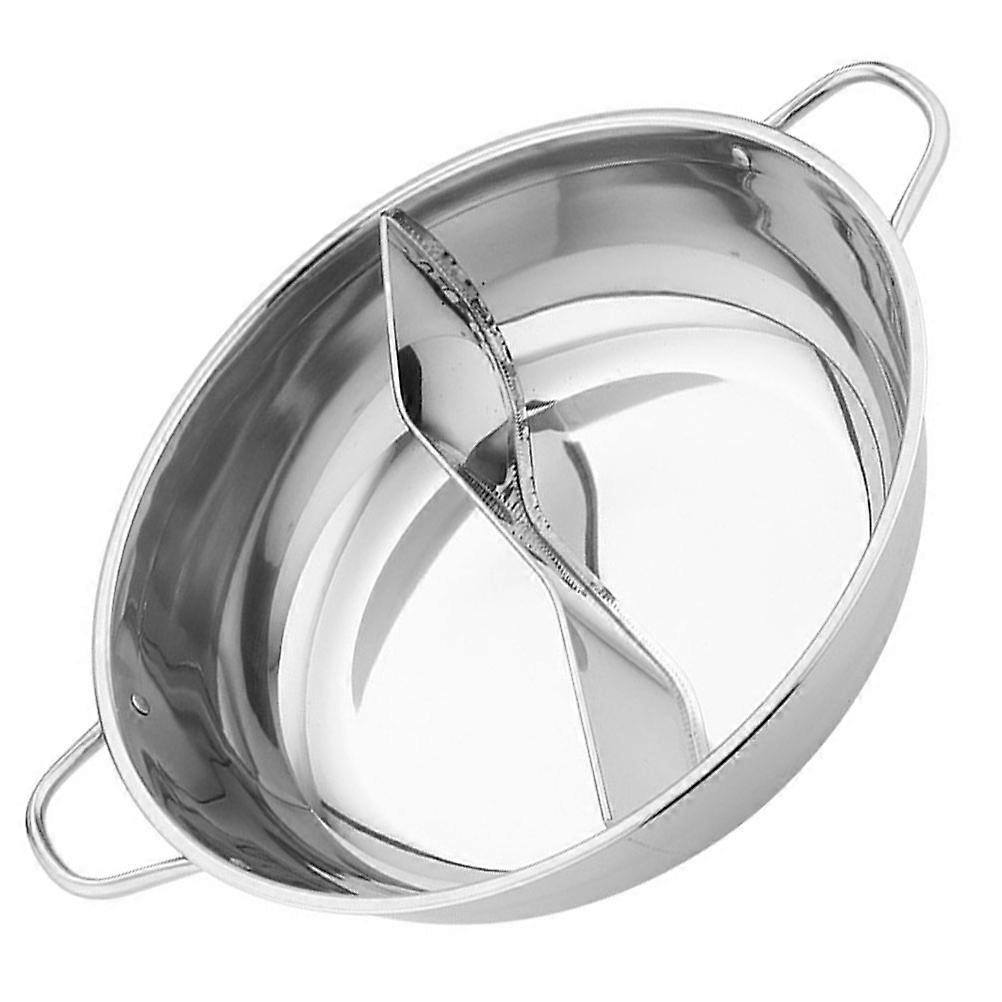 Silver Stainless Steel Hot Pot with Divider for Kitchen Use