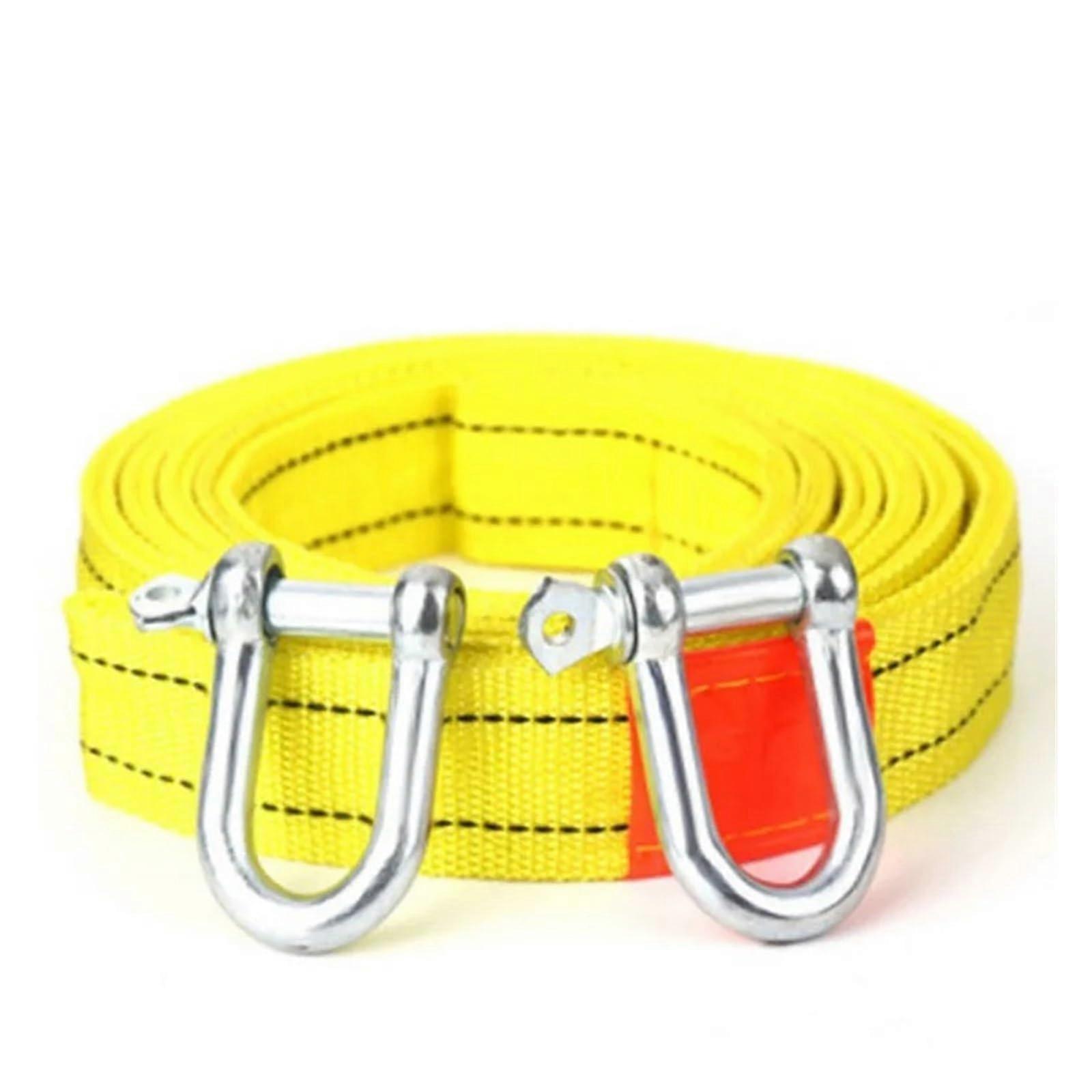 3 Ton Heavy Duty Tow Cable Rope with Hook - 3m Yellow Truck Breakdown Aid Tool for Cars and SUVs