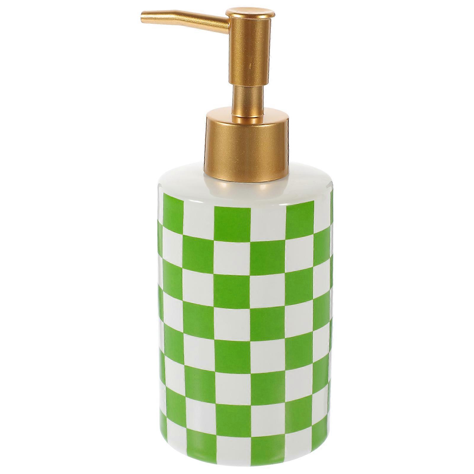 Pump Lotion Dispenser Refillable Shampoo Bottle For Bathroom Storage Ceramic Rectangular Pattern 1Set