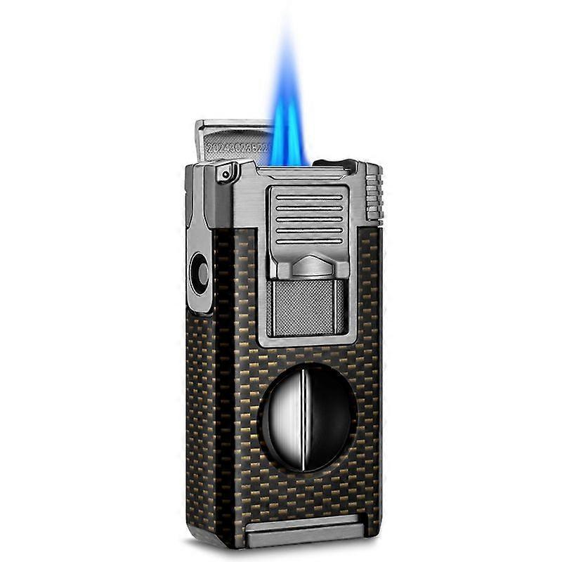 Zigarettenanzünder Multifunktionales Fünf-in-Eins-Feuerzeug mit Zigarrenbohrer, Zigarrenhalter, Zigarrennadel mit V-Schnitt