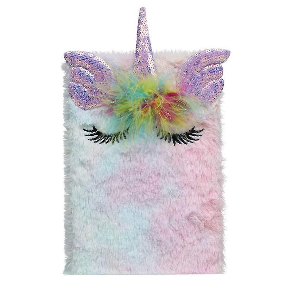 Plush Unicorn Journal Notebook, Girls Sequins Rainbow Unicorn Notebook, Rainbow Unicorn Stationery Set A5, Diary for Children, Girls