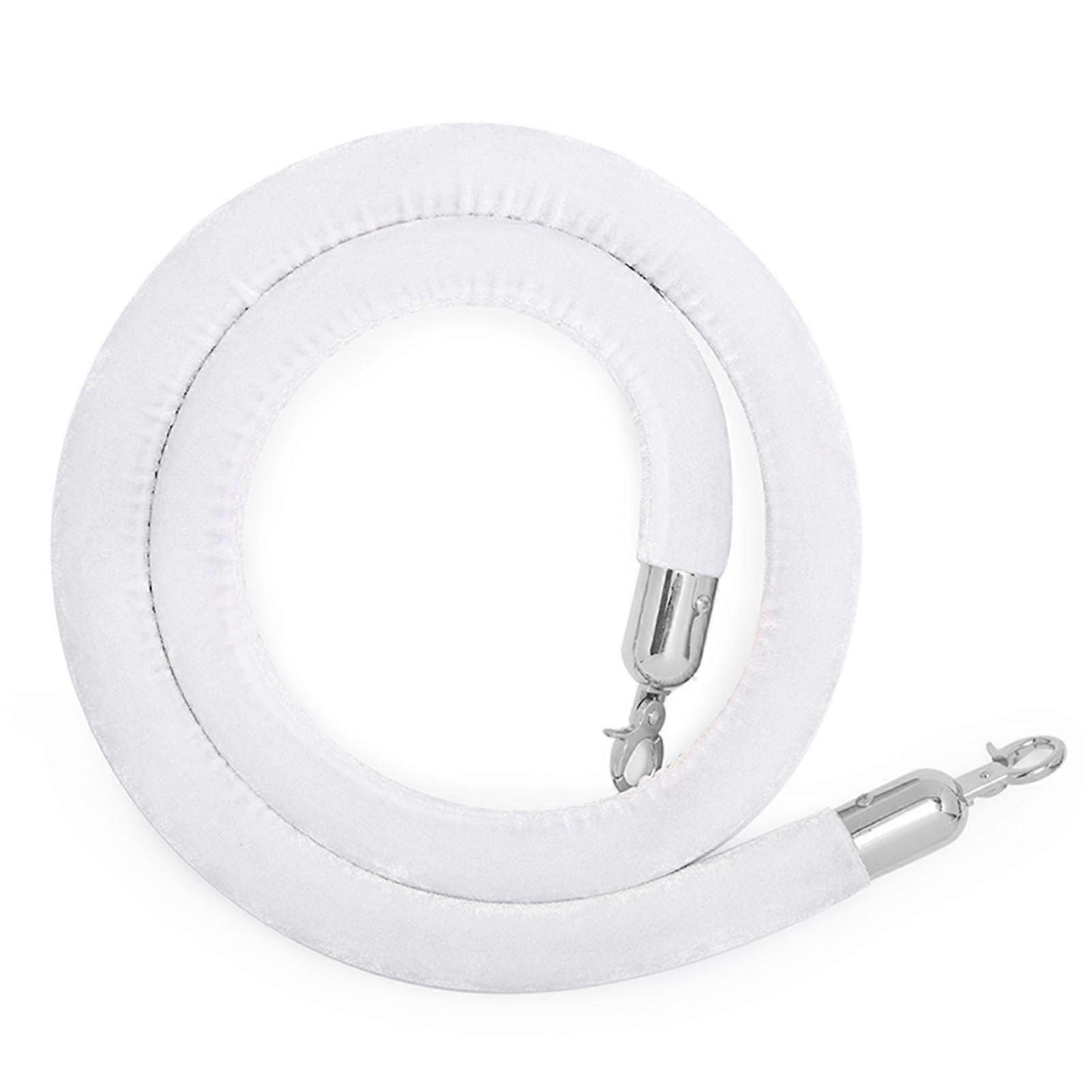 White velvet barrier rope with silver/gold hooks, 5foot for VIP access, party, decor