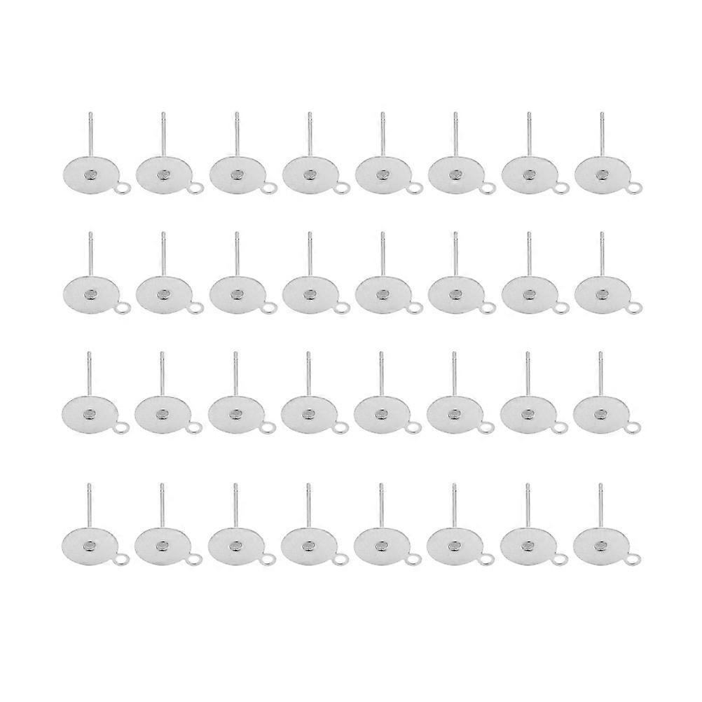 Earring Base Post for Diy Projects Craft Enthusiasts 8mm Base 12mm Length Silver Flat Round Shape 100Pcs