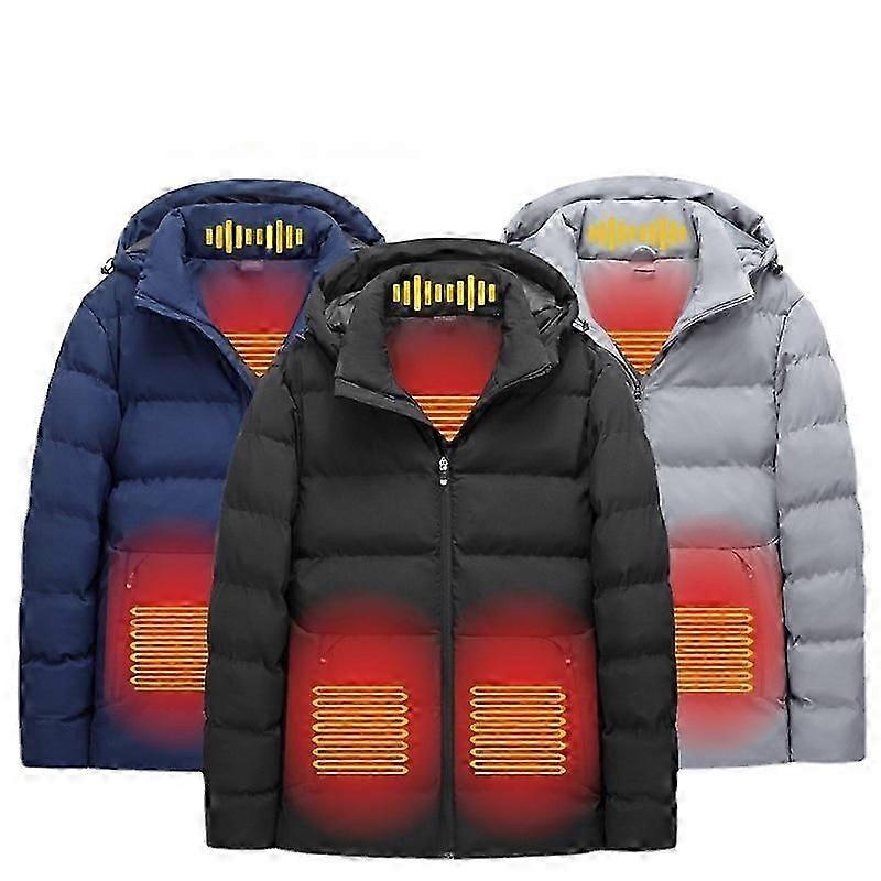 USB Uppladdningsbar Uppvärmd Jacka Med 3 Temperaturinställningar För Mäns Utomhus Vinterkläder Varm Komfort