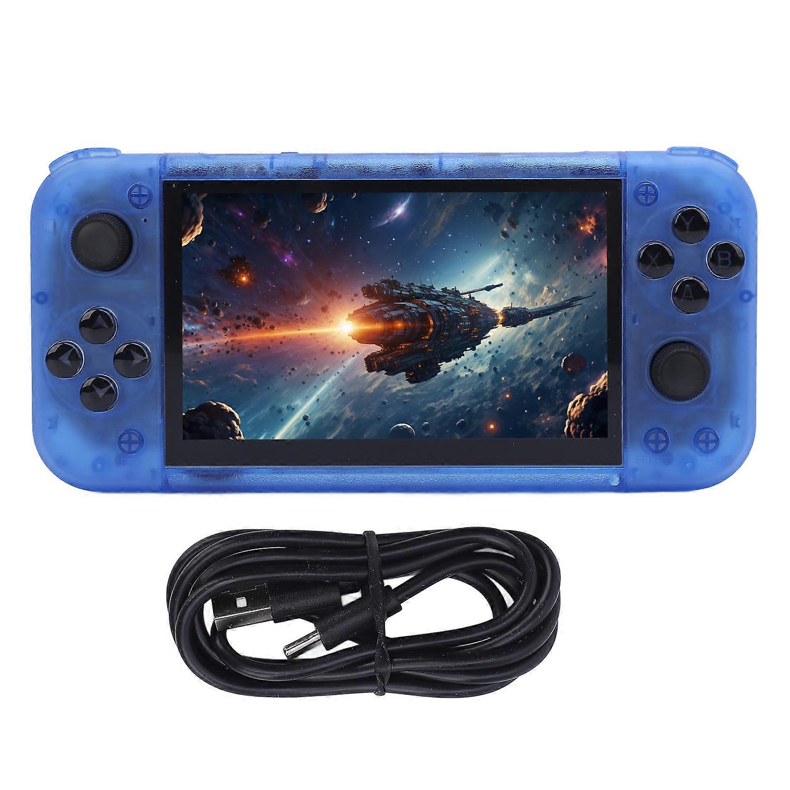 Handheld Retro Game Console 5" IPS, 2GB DDR4, USB-C, 64GB, Linux, Transparent Blue