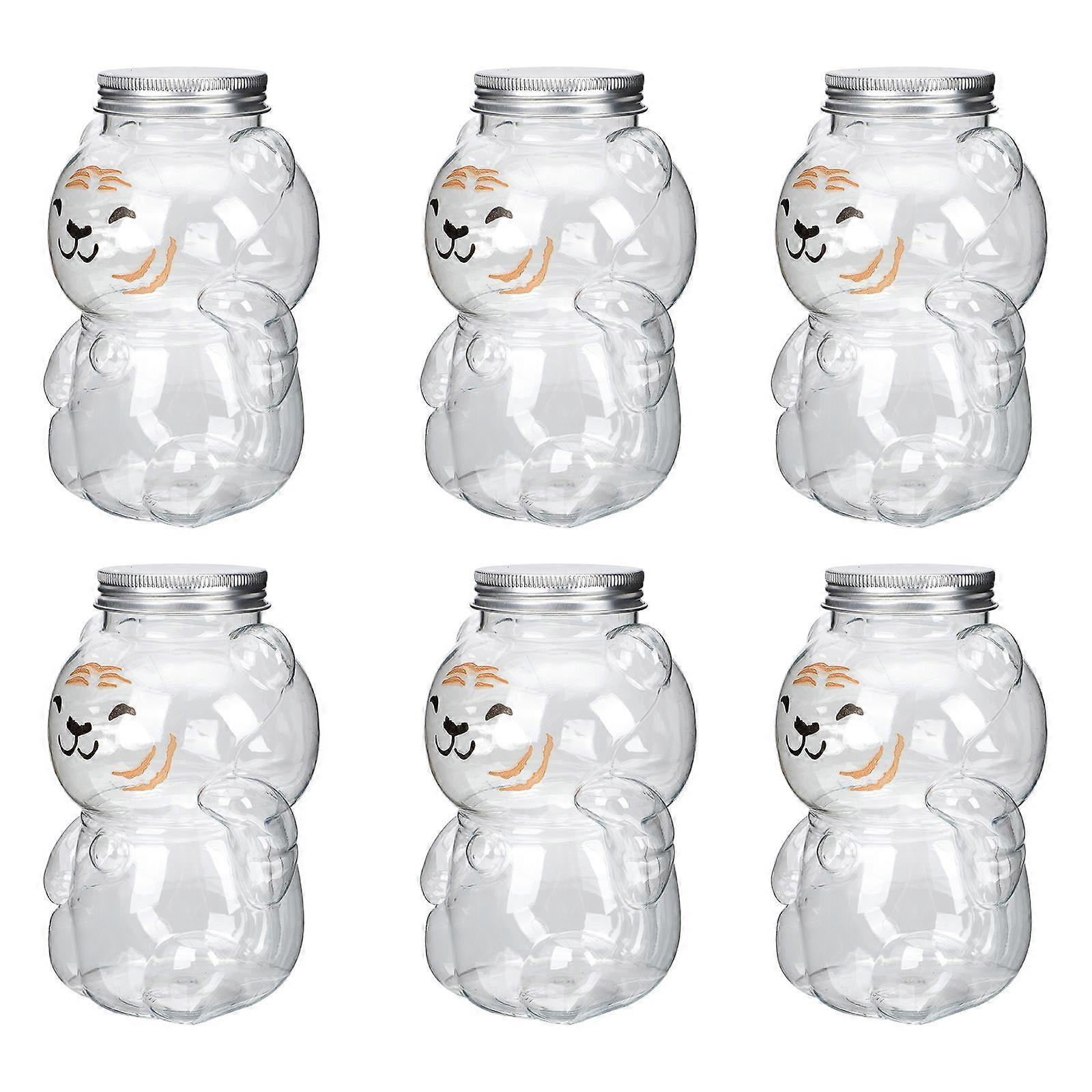 Tiger-Shaped Juice Bottles Transparent Portable Sealed Lid For Children Home Use 6Pcs