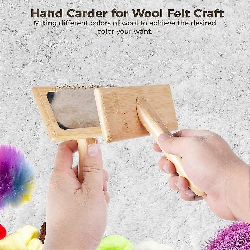 Pack of 2 Wool Cards, 6.1 x 4.8 Large Hand Cards, Craft Felt Mixing Tool, Durable Pet Undercoat Brush Ref: 5297
