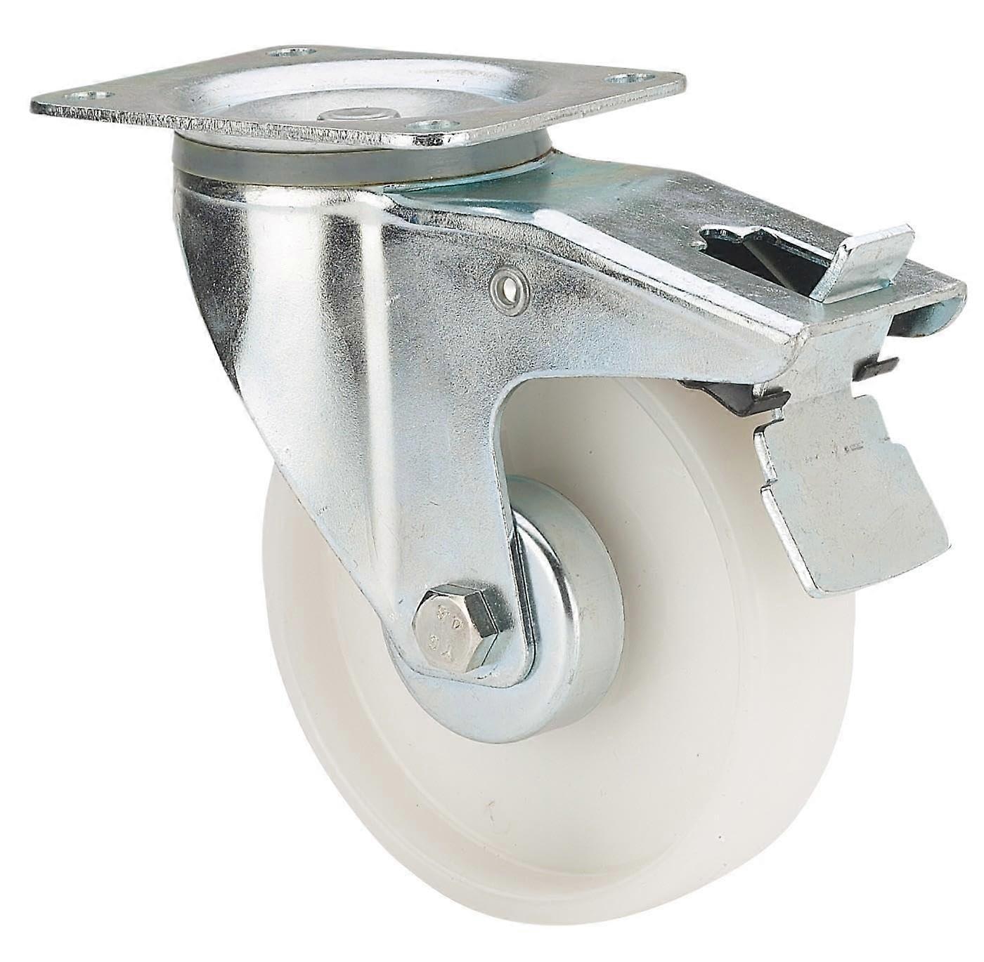 Swivel Castor with Plastic Wheel 160 mm Attachment Plate for Furniture, Heavy-Duty, Easy Mobility