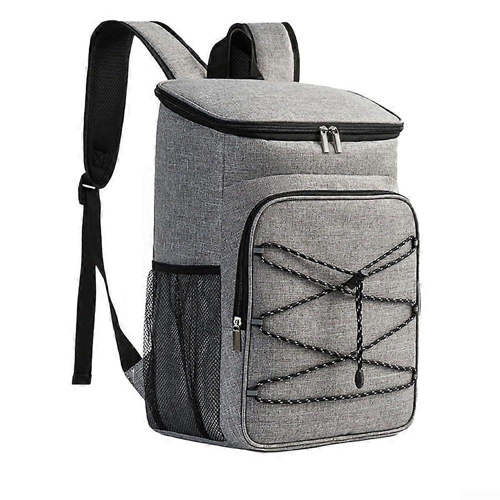 Large backpack with thermal insulation and multiple pockets for organizing picnic accessories (gray).