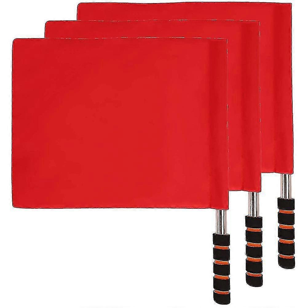 3pcs Referee Flag Stainless Steel Command Flag Red Signal Flag Safety Signal Flags-yuyu