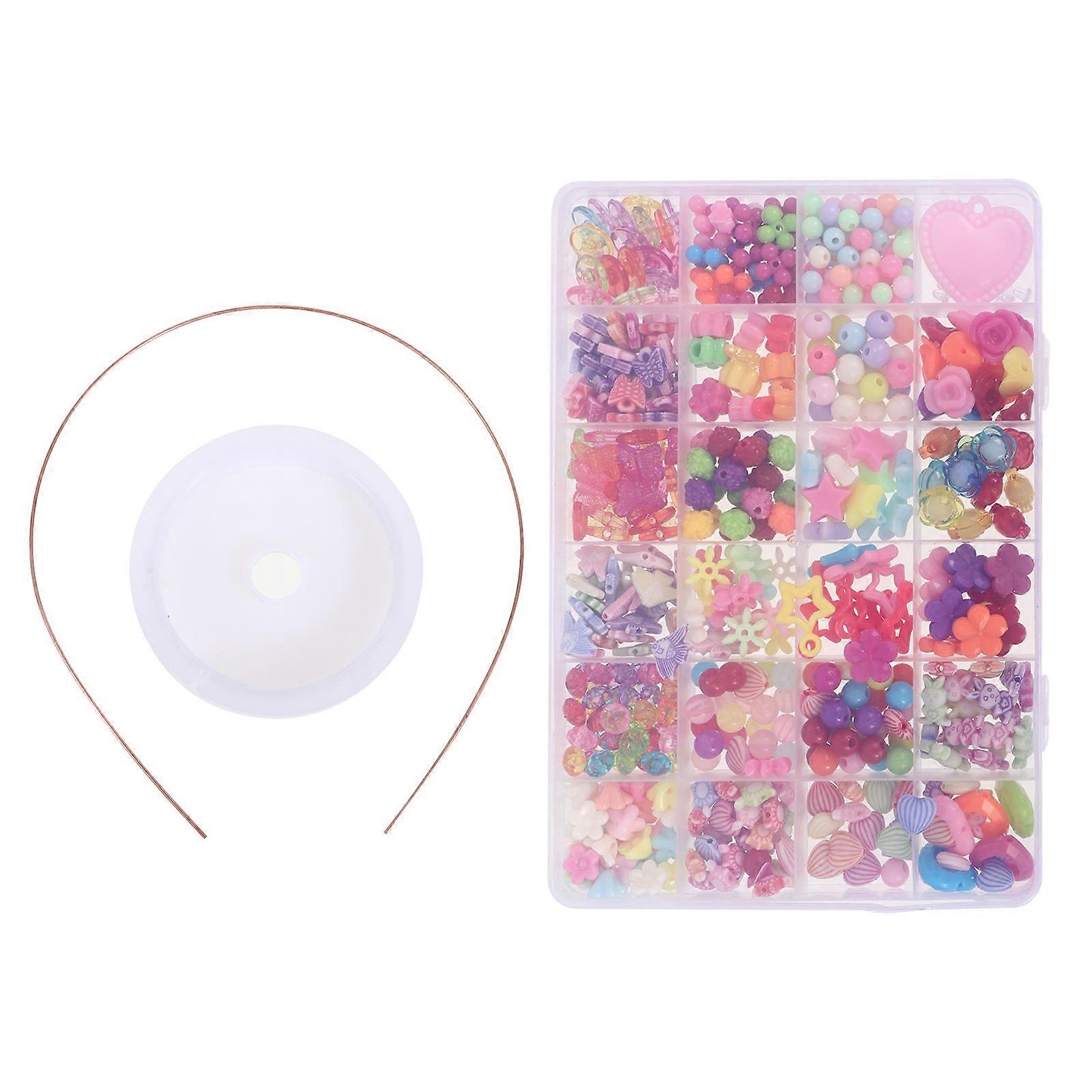 Kit de perles de jouet d’éducation précoce pour les enfants bricolage bricolage main oeil coordination rose forme carrée 1 ensemble