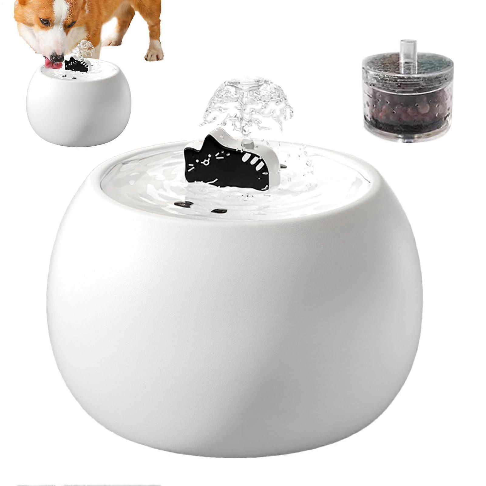Cat Water Fountain Detachable Drinking Fountain With 3D Sensor And Filter 1L White For Cats And Small Dogs Indoor Outdoor