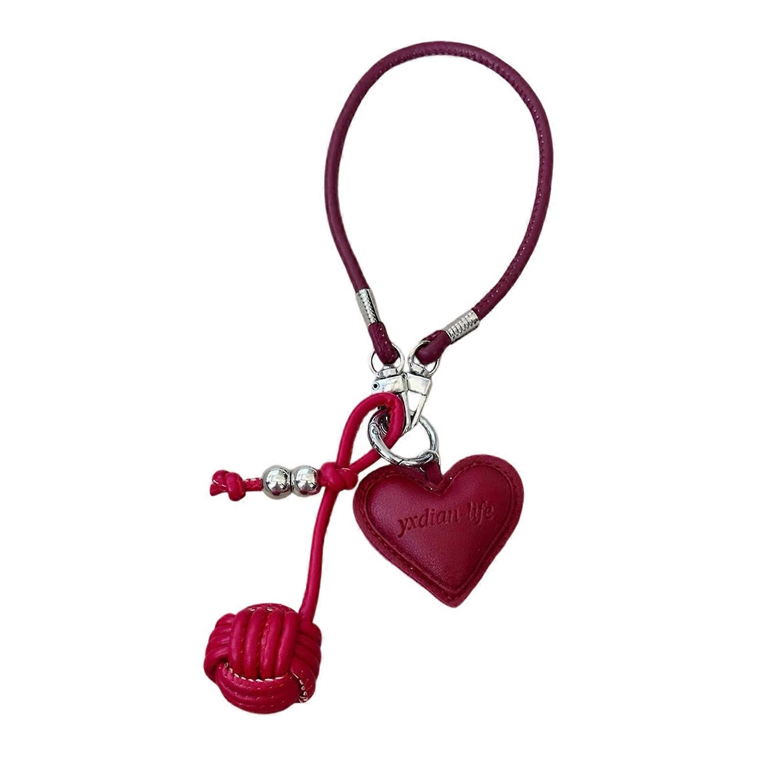 Cute Ball And Heart Design Phone Charm Keychain Pendant Soft Leather User Friendly Lightweight Sturdy Accessory Multicolor
