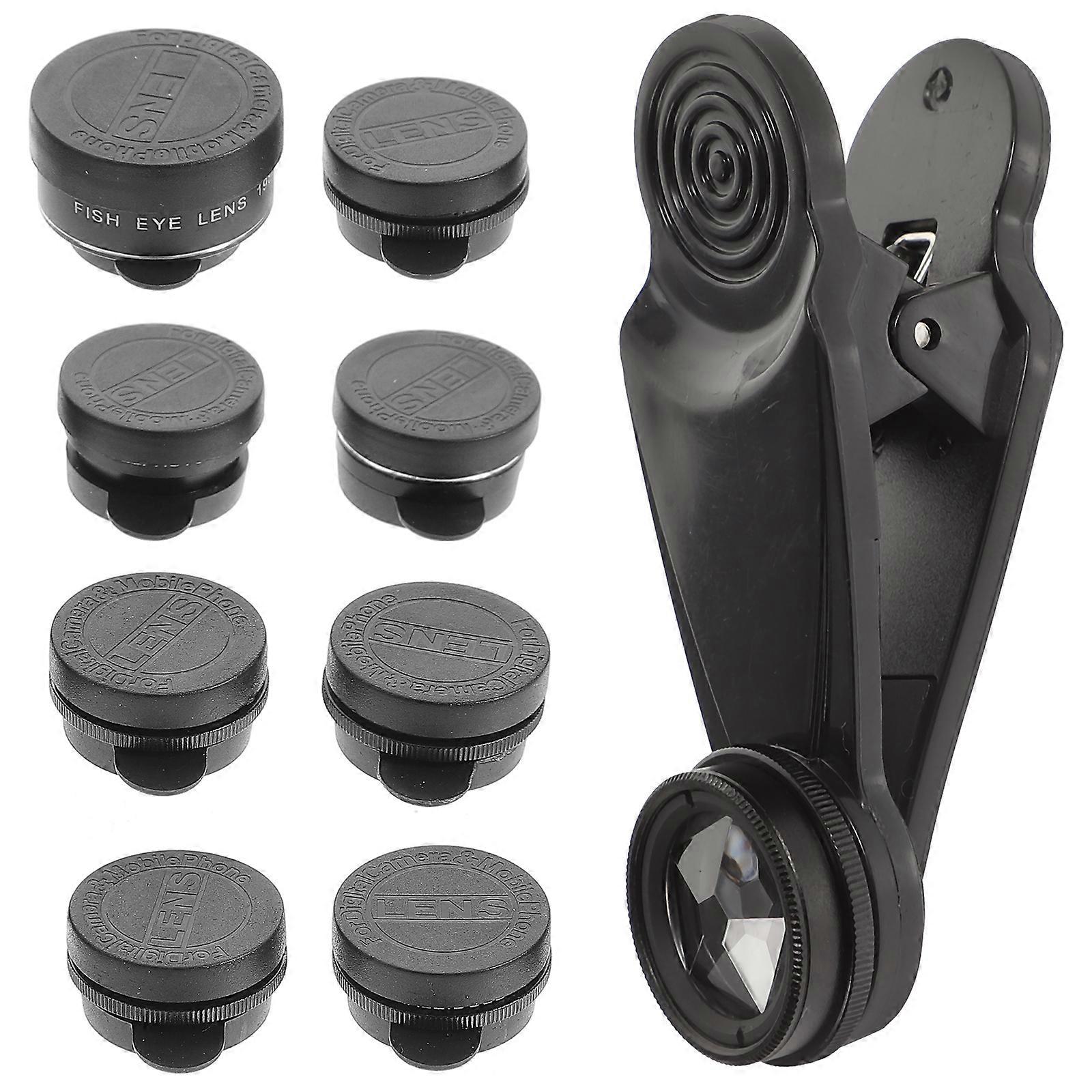 Professional 10-in-1 Mobile Phone Camera Lens Kit with Glass Fisheye for Phone Black