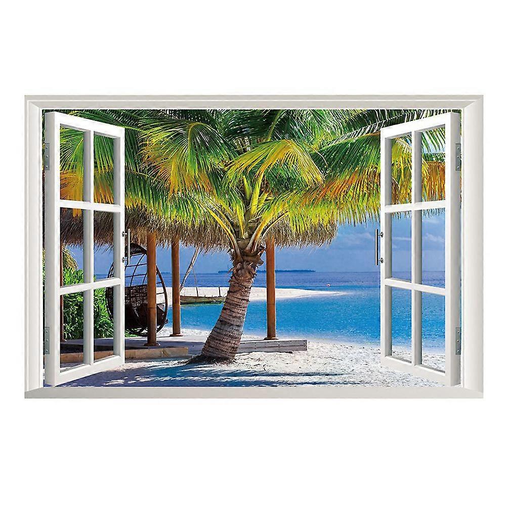 Scenery Wall Mural Creative Design 3D Window For Bedroom Kitchen Office 57x90cm Mildew Proof 1Pack