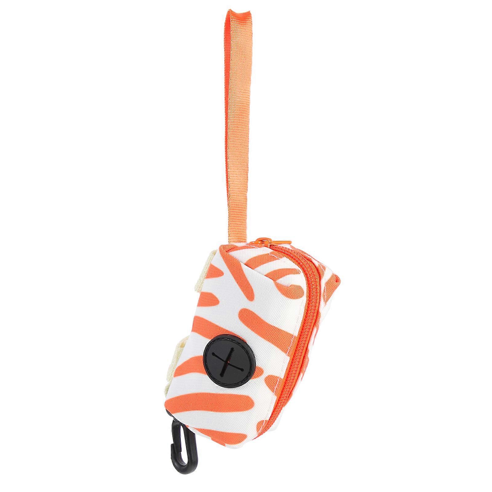 Orange Cloth Poop Bag Holder with Hanging Buckle for Easy Storage and Daily Use Small Lightweight Design