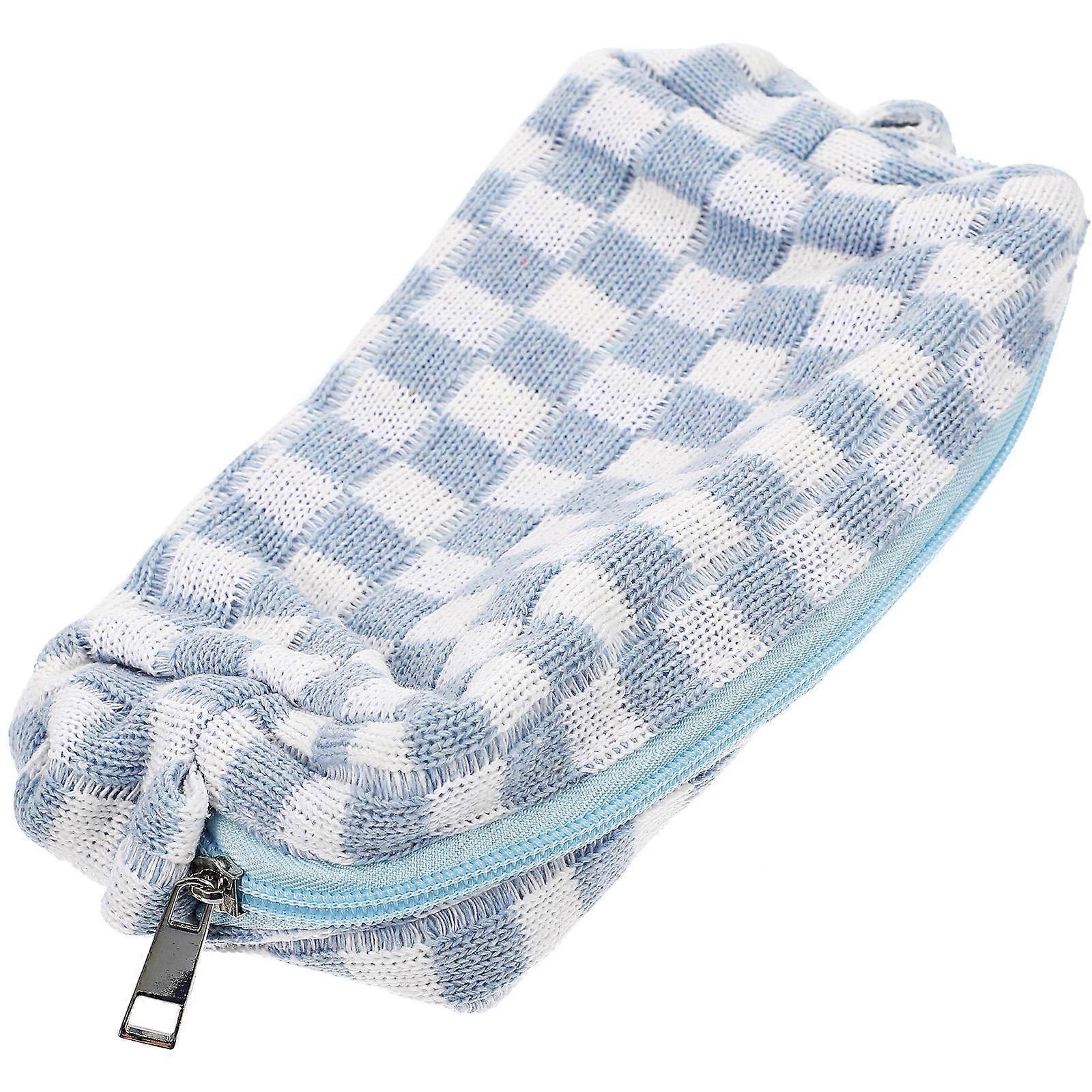 Makeup Checkered Bag Cosmetic Bag Travel Toiletry Holder Large Capacity Rectangular 1Set