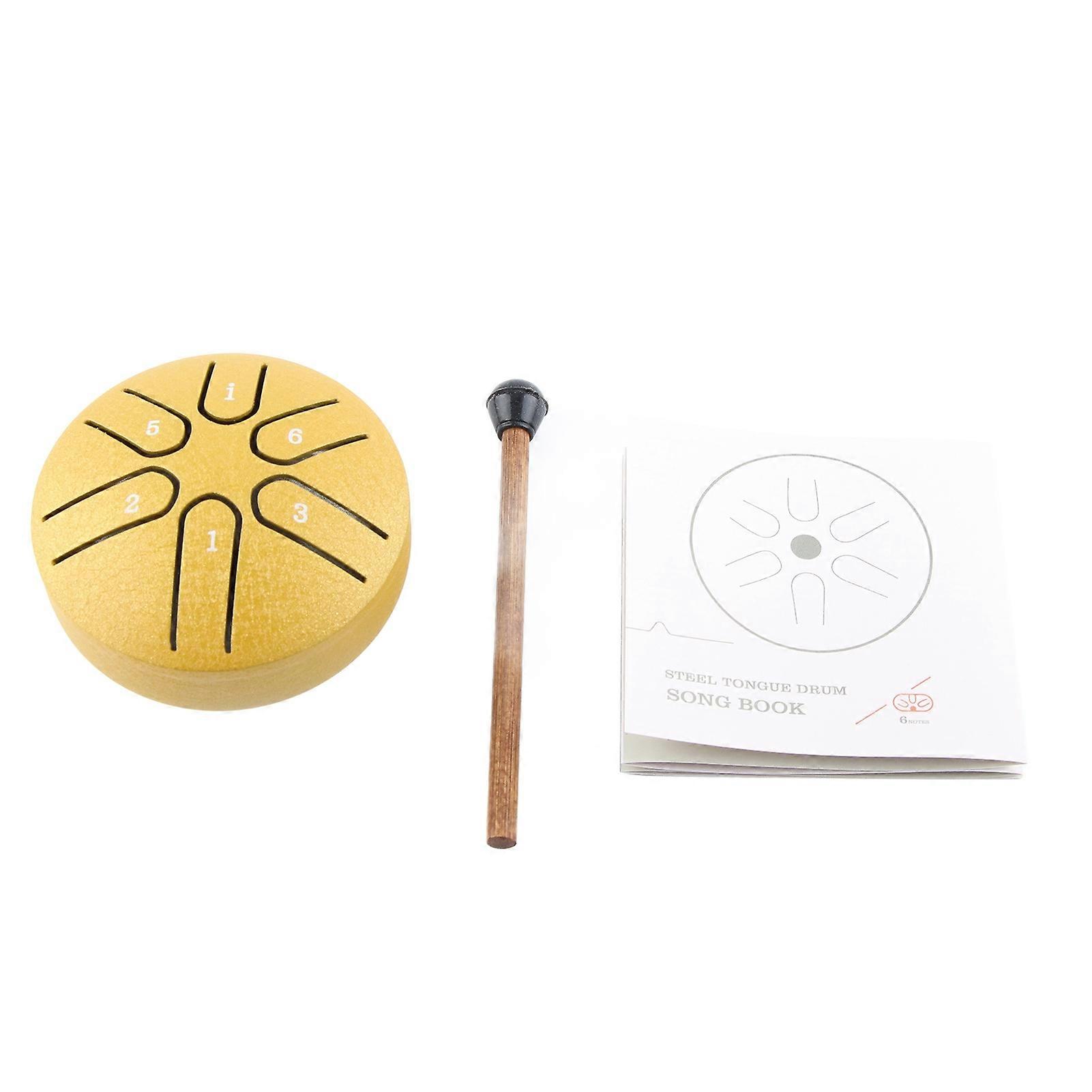 Handpan Drum Professional Mini 6 Note Worry Free Tongue Drum Percussion Instrument με Drumstick Gold