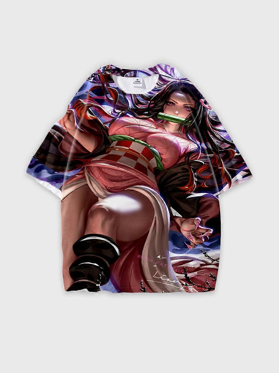 T-shirt round neck Character Pattern loose short sleeve P317