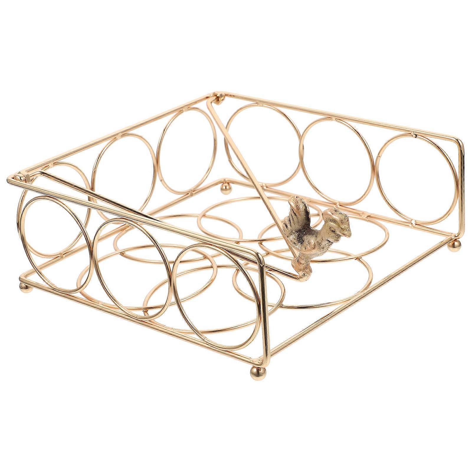 Golden Napkin Holder for Kitchen with Modern Design and Smooth Edges Made of Iron 7.5 x 4.5 x 2.5 inches