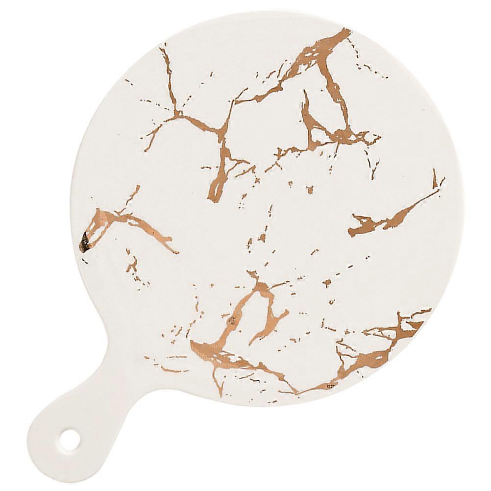 Ceramic Serving Tray with Handles, Marble Pattern, Large Decorative Food Tray for Parties, Buffets, and Gatherings, Break Resistant Dish for Snacks,