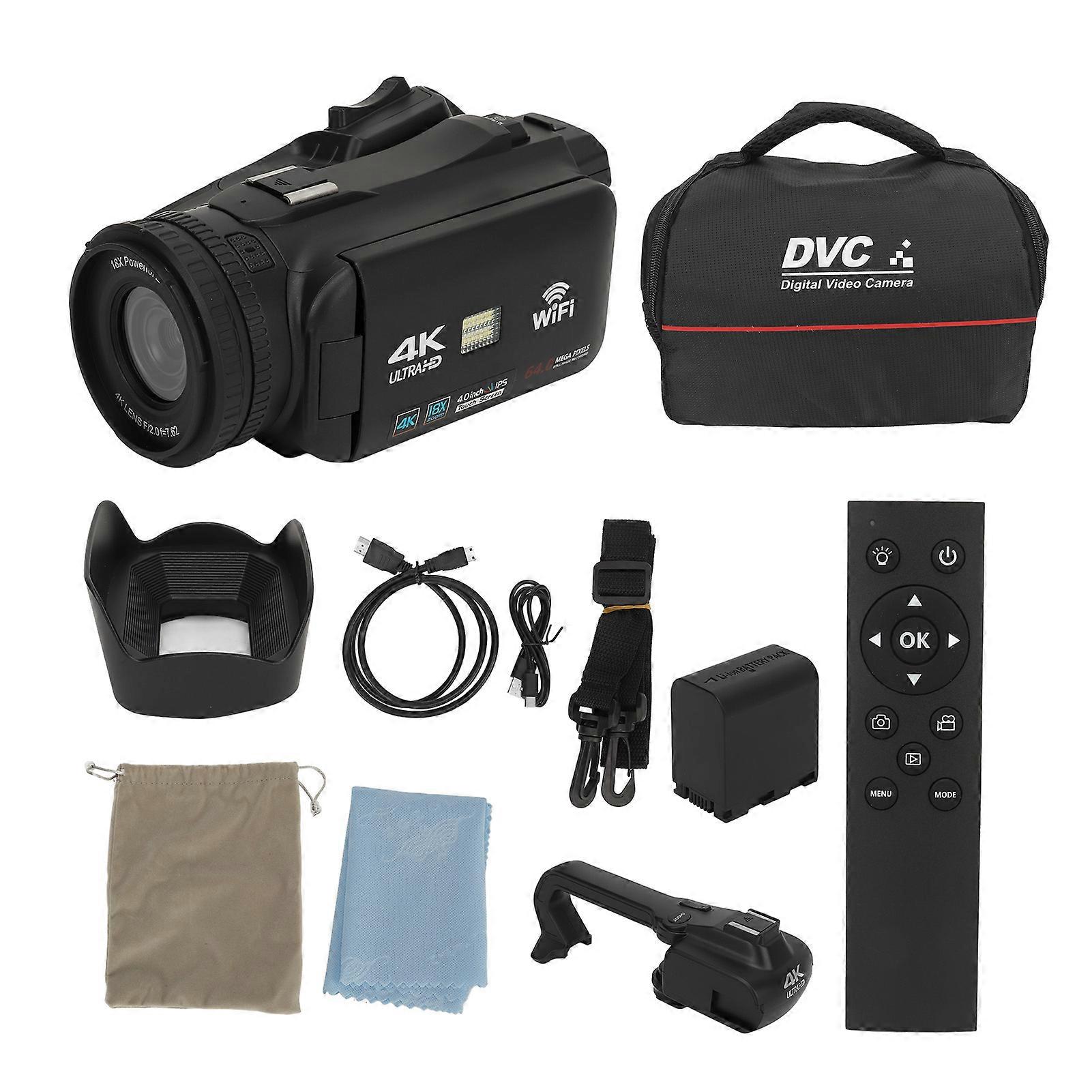 4K Video Camera 18X Digital Zoom 4.0 in IPS Display 4500mAh 64MP Anti Shake Dual Screen Viewing Digital Camera Recorder for Photography