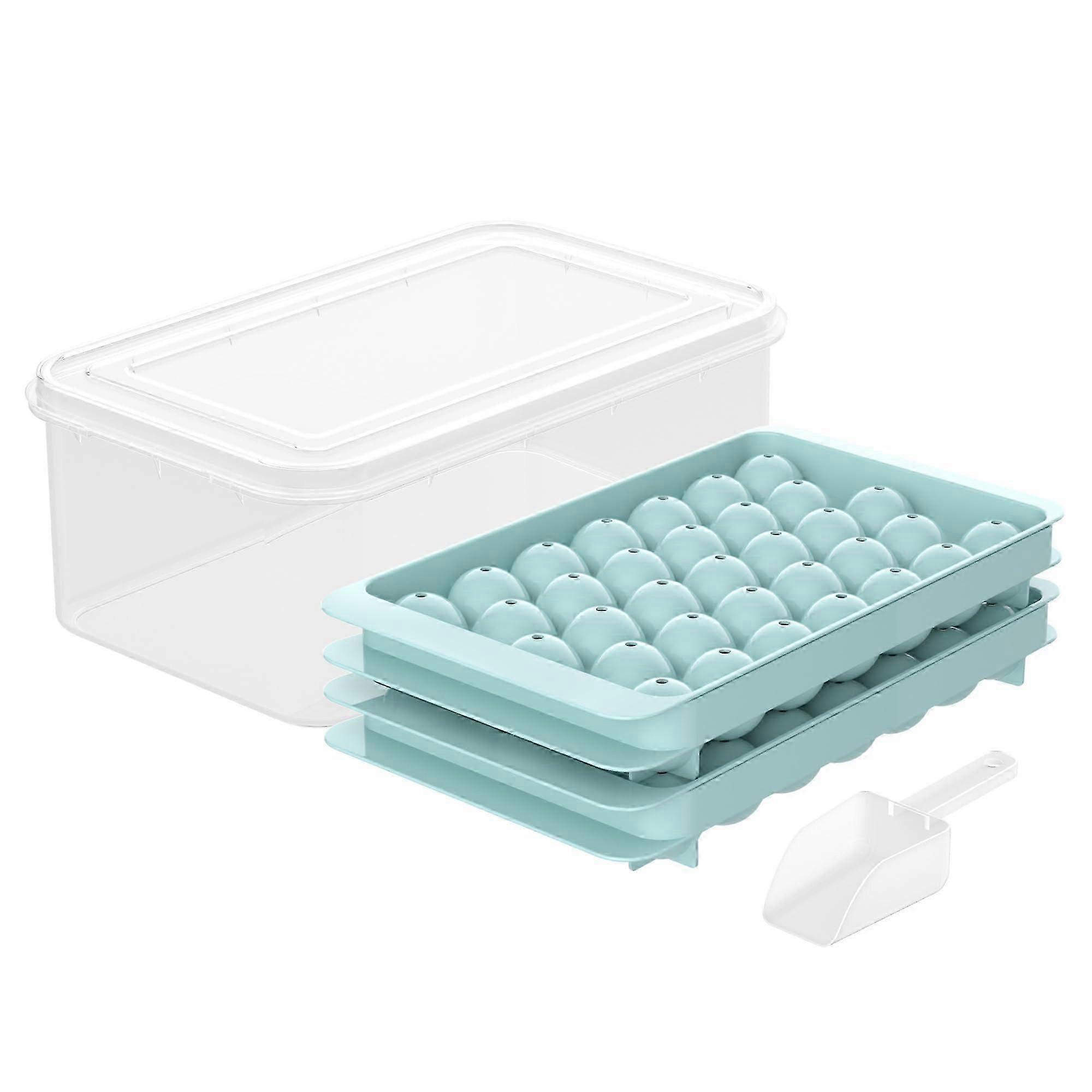 2-Pack Round Ice Cube Trays with Storage Bin - Makes 66 Cubes