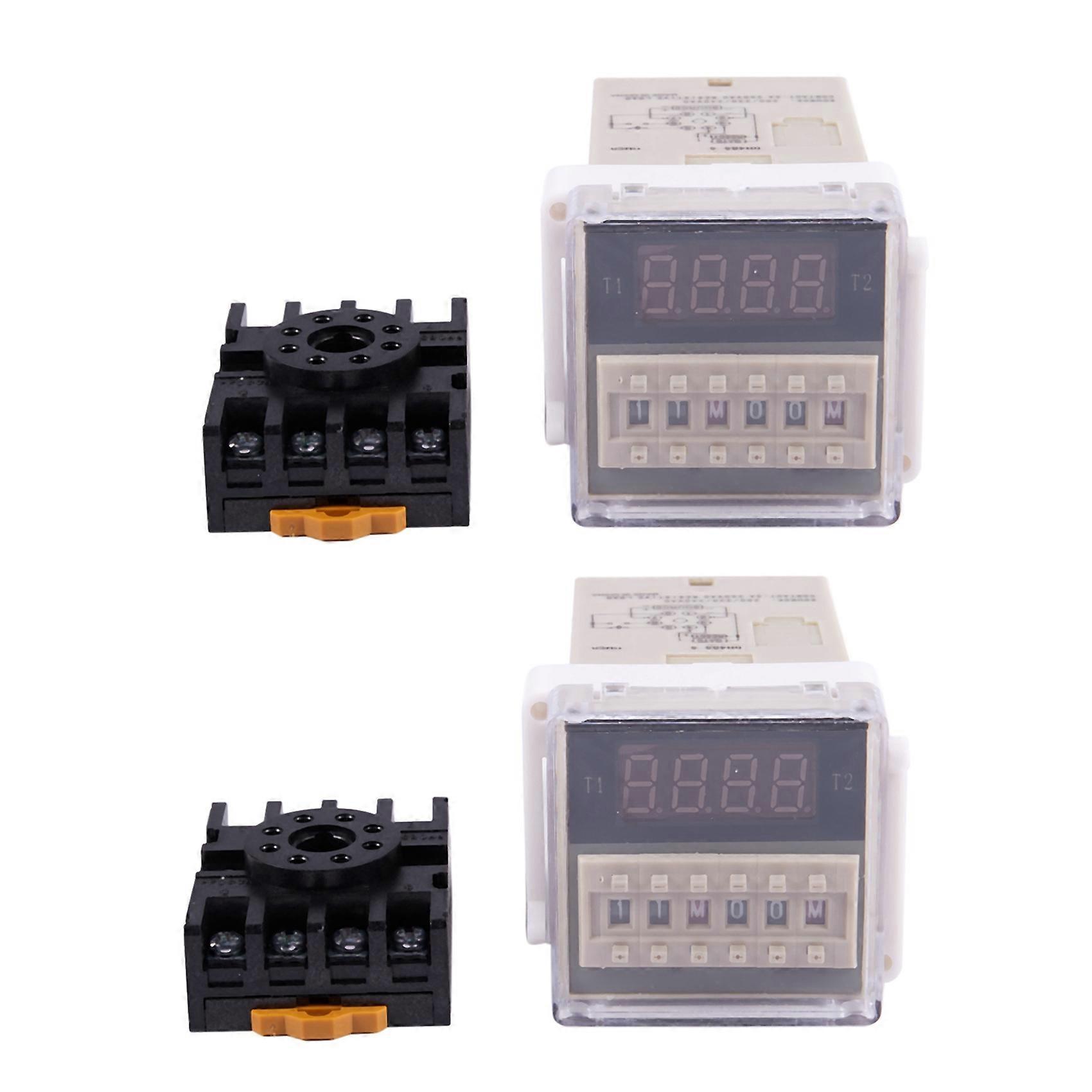 2X AC 220V 5A Programmable Double Delay Relay Device Tool DH48S-S