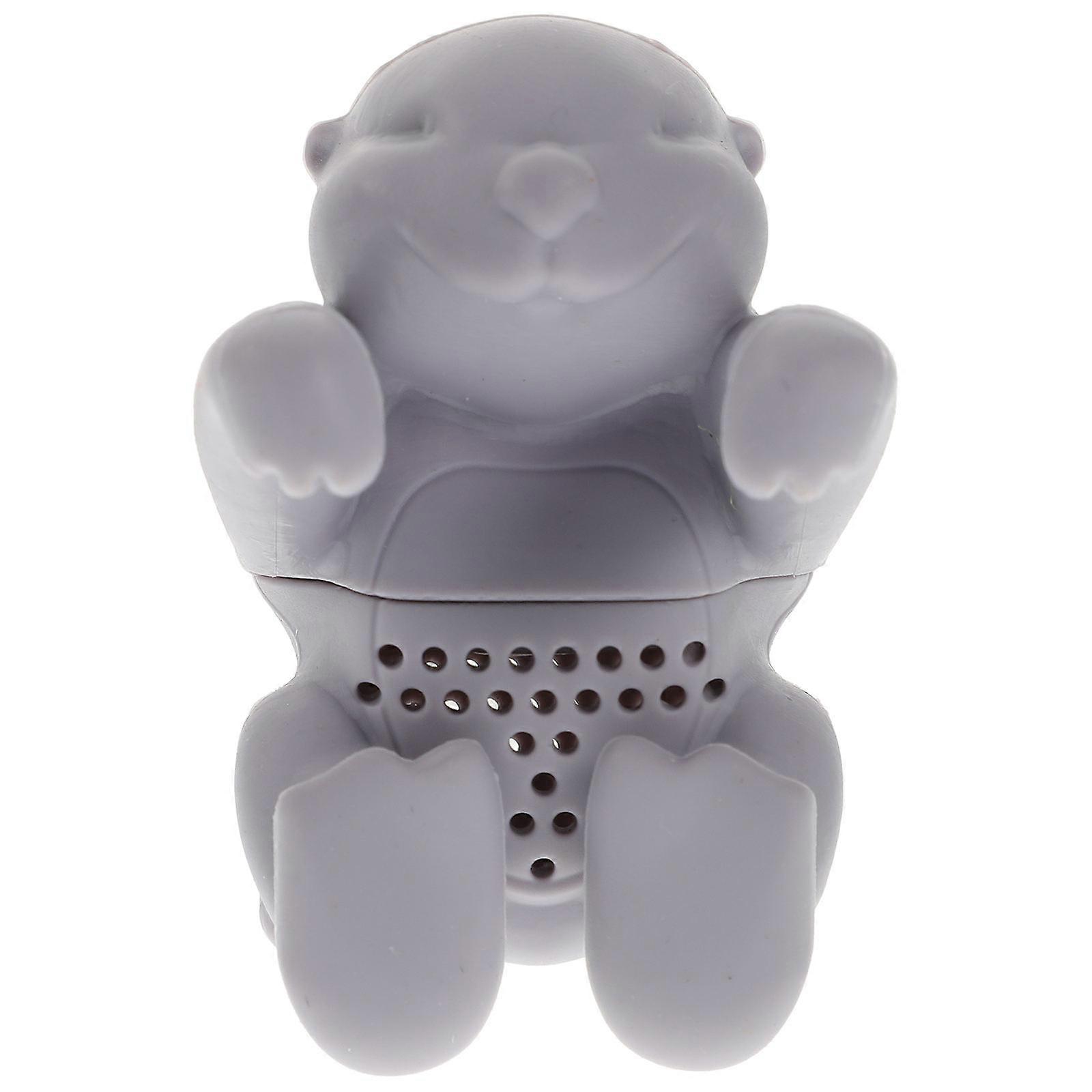 Silicone Otter Shape Tea Infuser for Home Use Grey Food Grade Safe Fine Slots Keep Tea Leaves 4.5 Inches