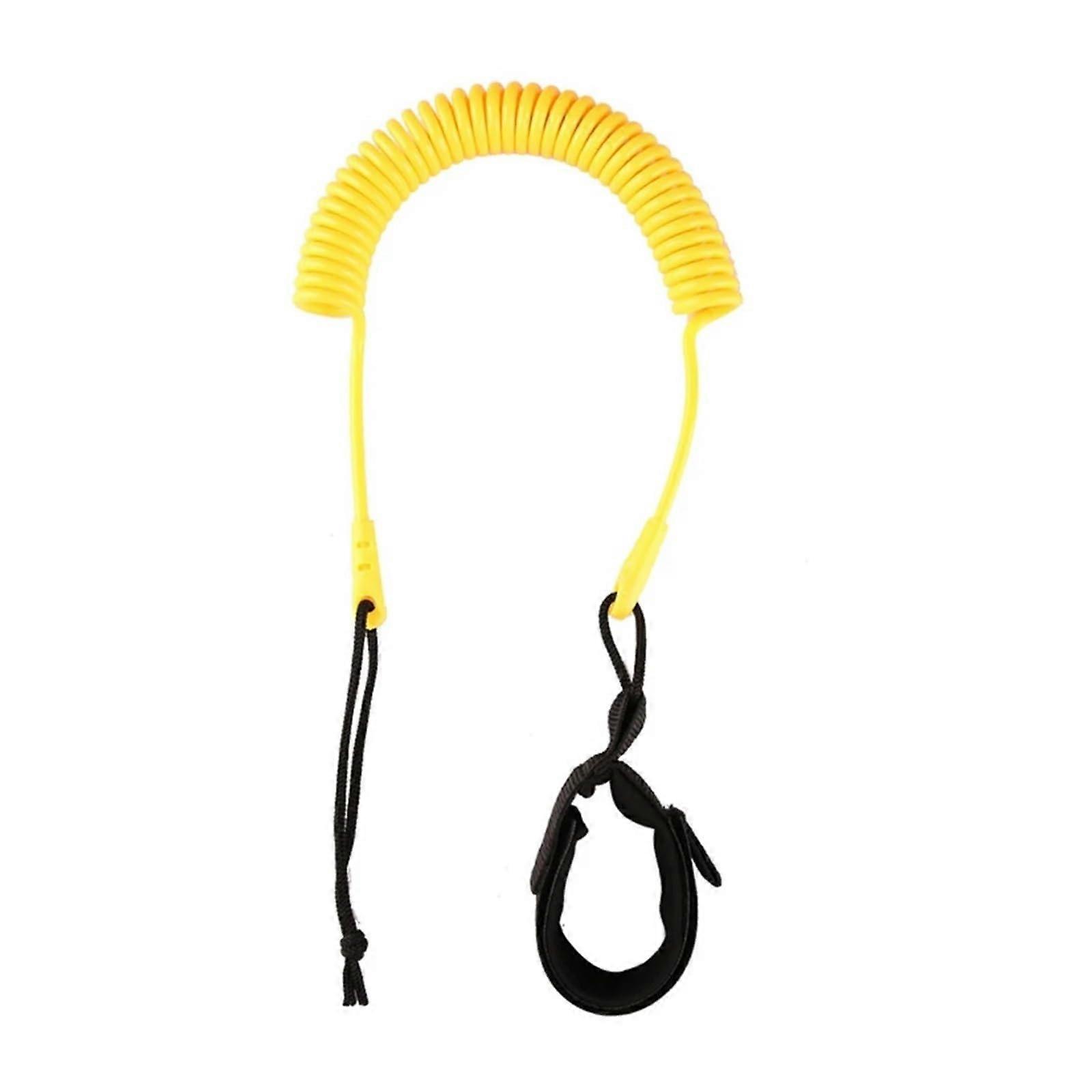 Stand Up Paddle Board Ankle Leash Coiled Elastic Leash Yellow 1 Piece Compatible With Most SUP Boards