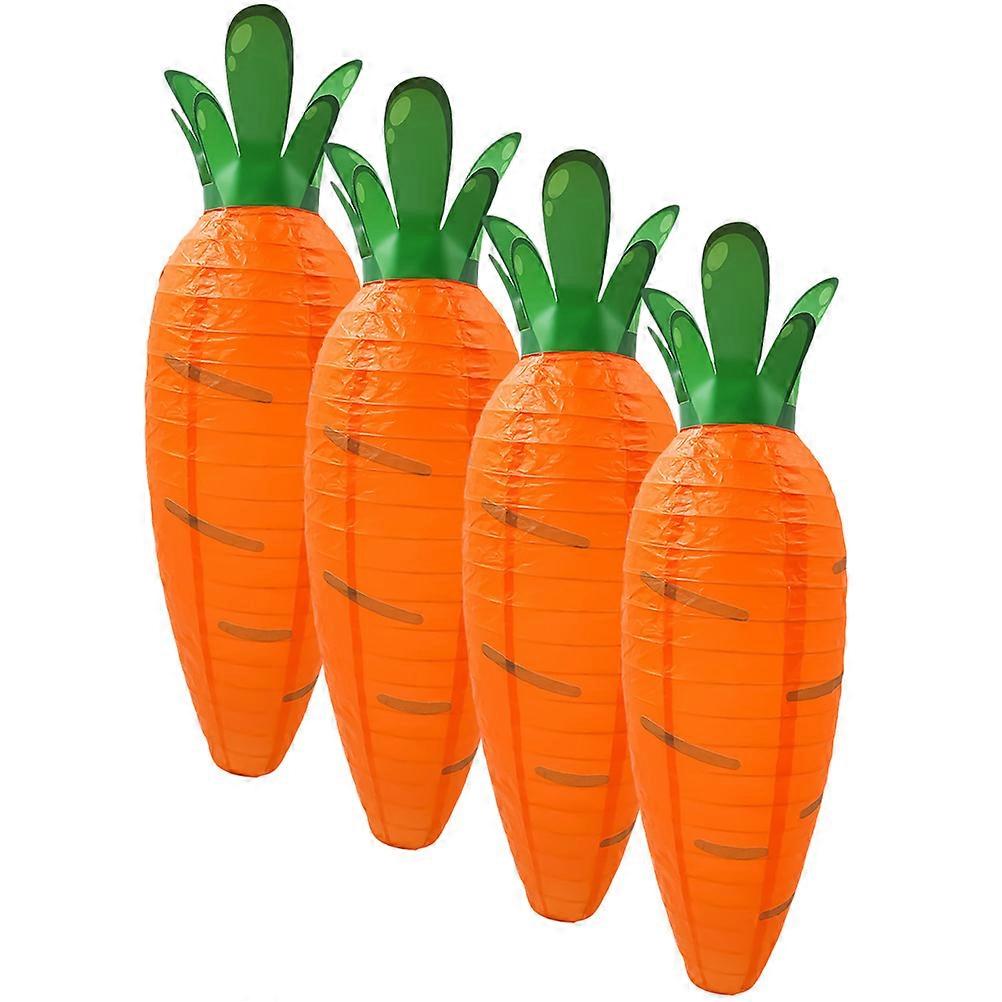 4pcs Hanging Carrot Paper Lanterns Reusable Easter Party Decoration Lamps
