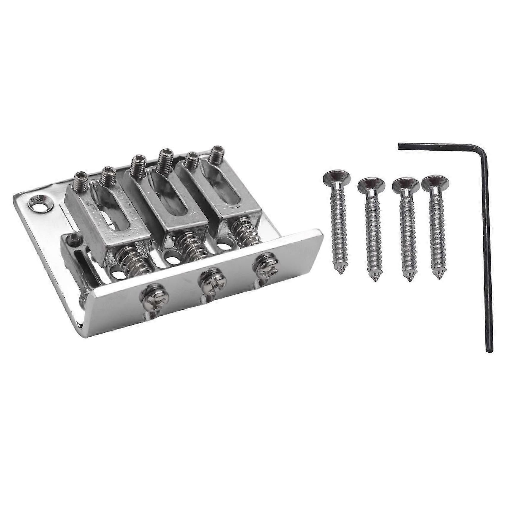 Cigar Box Guitar Parts: 3-string Chrome Adjustable Bridge Silver