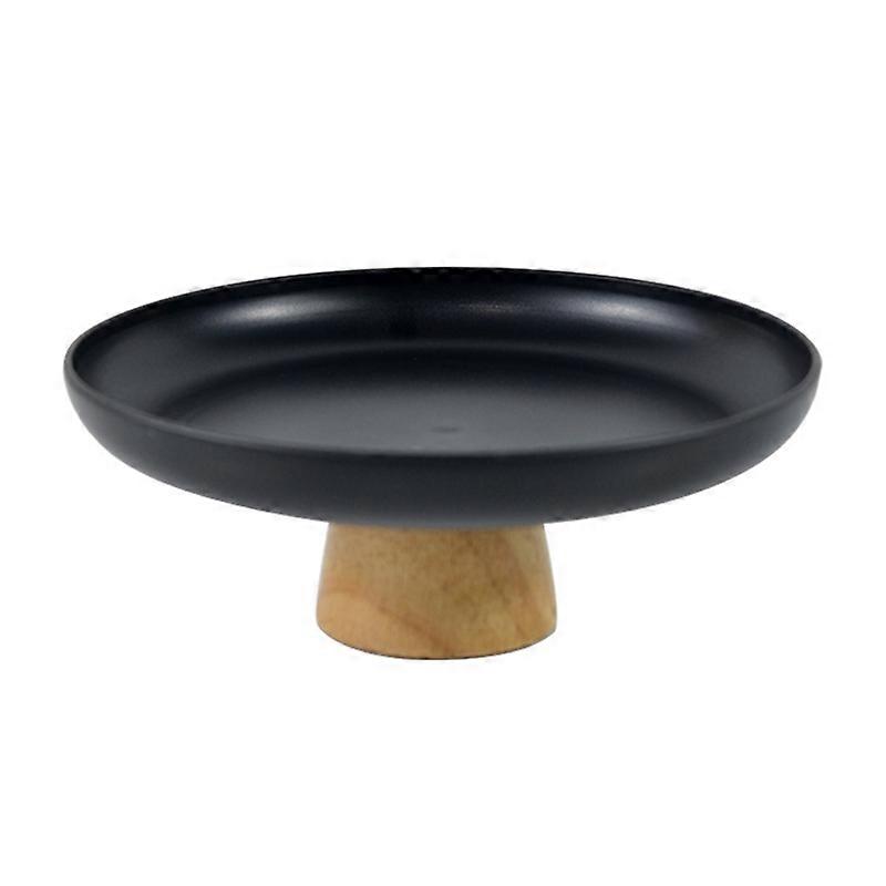 Tea Food Dish Beverage Platter Jewelry Sundries Tray with Wooden Base Desktop Tray Round Tray Decoration